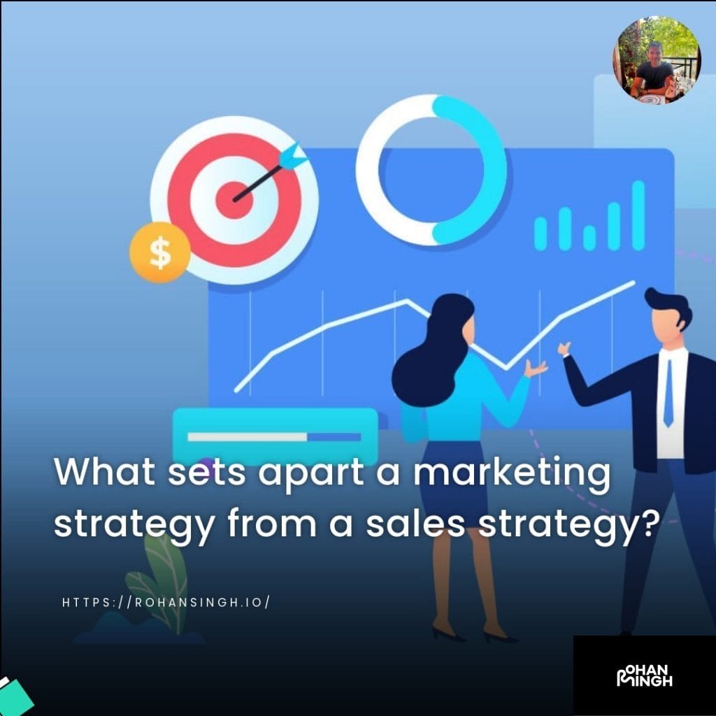 What sets apart a marketing strategy from a sales strategy?