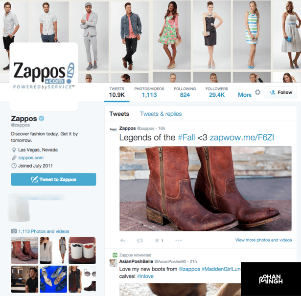 How Zappos uses social media: Twitter, Facebook, and Instagram?