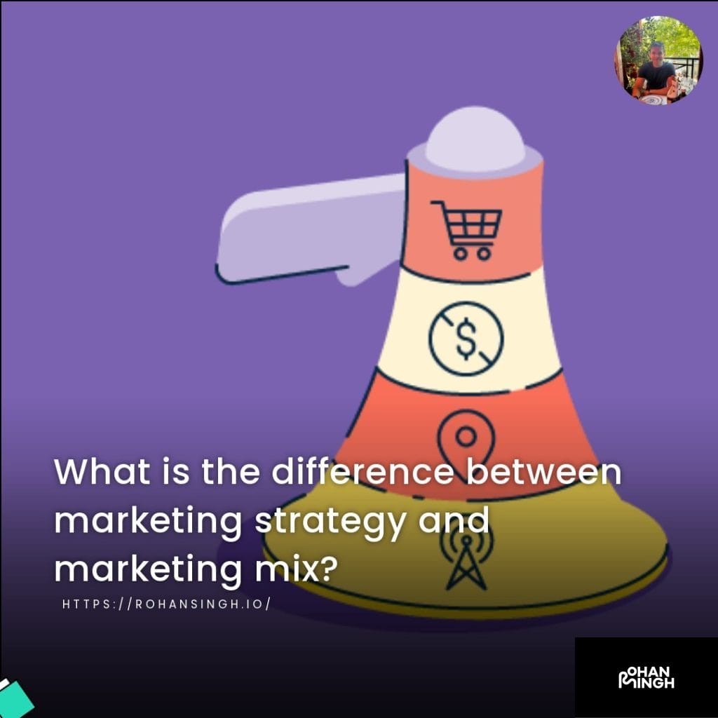 What is the difference between marketing strategy and marketing mix?
