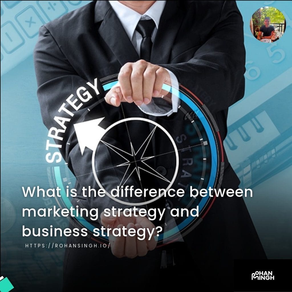 What is the difference between marketing strategy and business strategy?