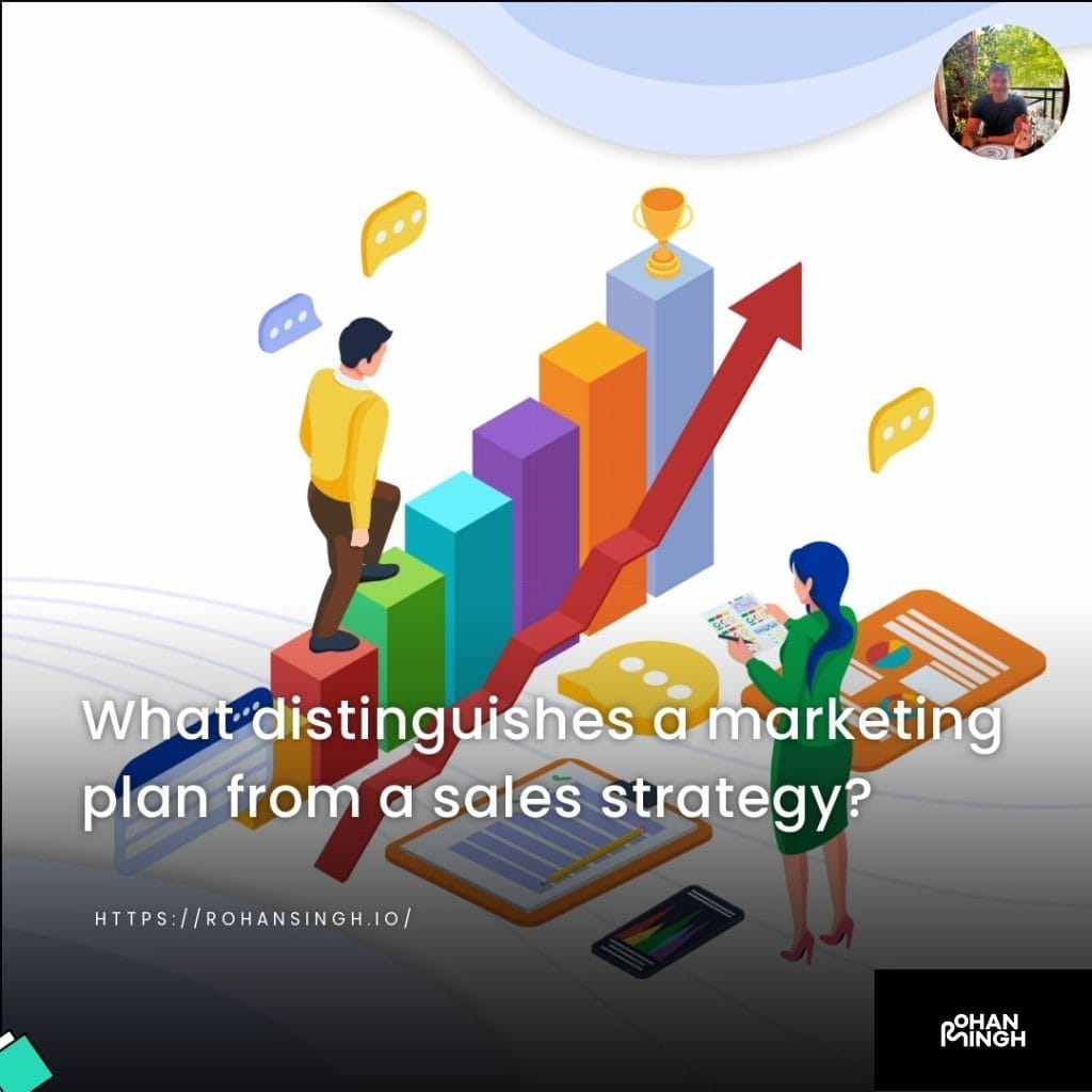 What distinguishes a marketing plan from a sales strategy?