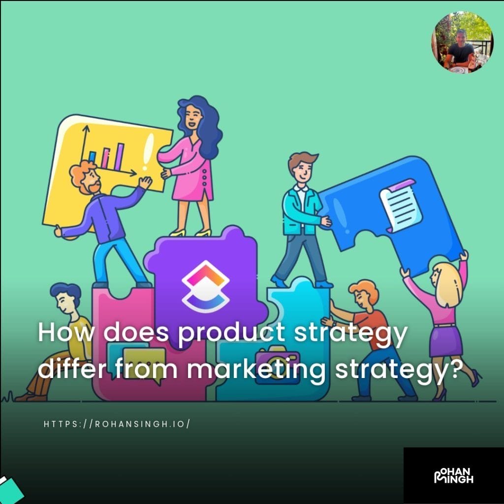 How does product strategy differ from marketing strategy?