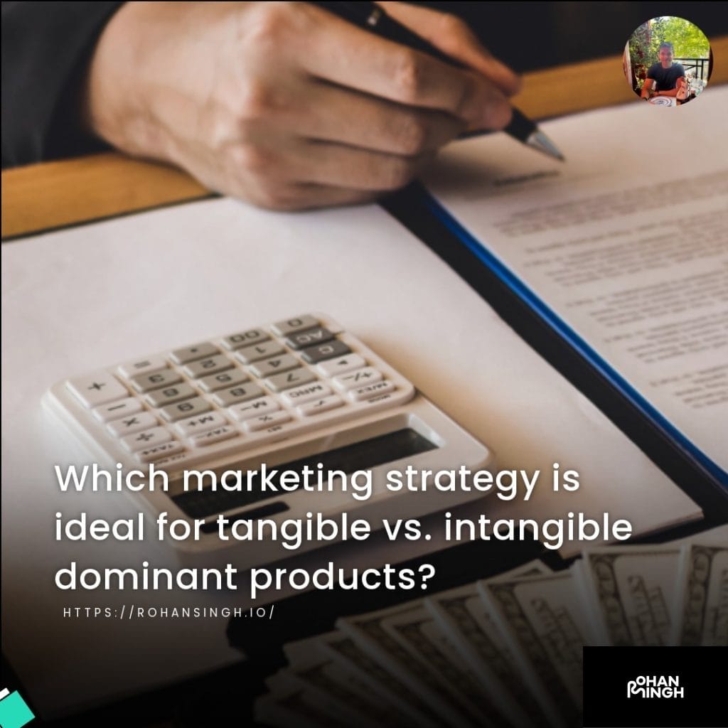 Which marketing strategy is ideal for tangible vs. intangible dominant products?